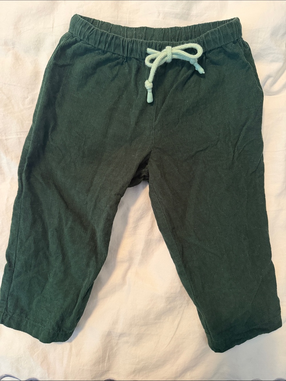 Children's Olive Green Corduroy Pants with Drawstring